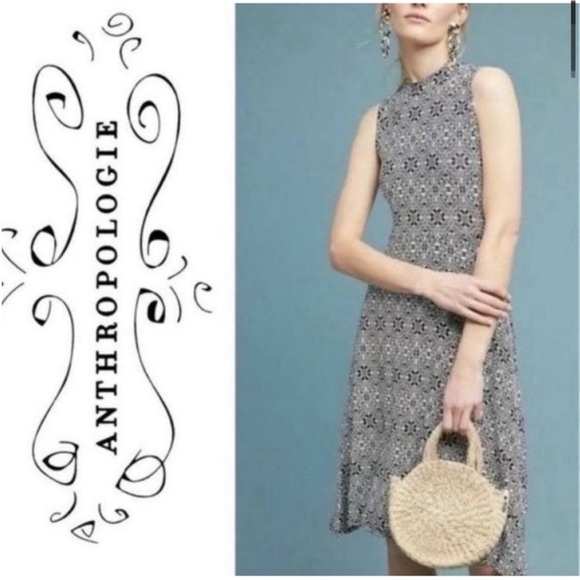 Anthropologie Dresses & Skirts - Anthropologie Maeve Cleary dress XS black white pattern midi sleeveless